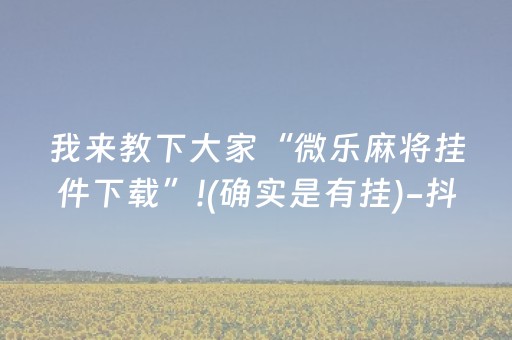 我来教下大家“微乐麻将挂件下载”!(确实是有挂)-抖音
