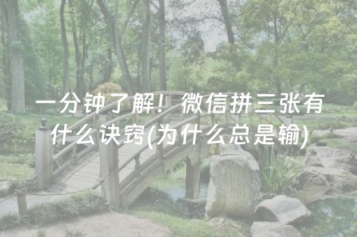 一分钟了解！微信拼三张有什么诀窍(为什么总是输)