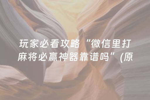 玩家必看攻略“微信里打麻将必赢神器靠谱吗”(原来真的有挂)-抖音