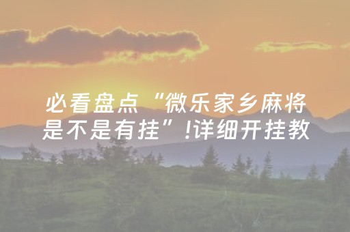 必看盘点“微乐家乡麻将是不是有挂”!详细开挂教程-抖音