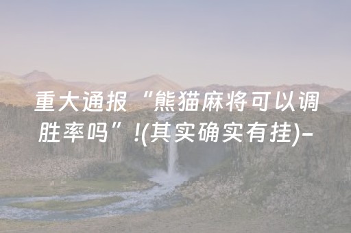 重大通报“熊猫麻将可以调胜率吗”!(其实确实有挂)-抖音