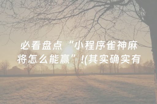 必看盘点“小程序雀神麻将怎么能赢”!(其实确实有挂)-抖音