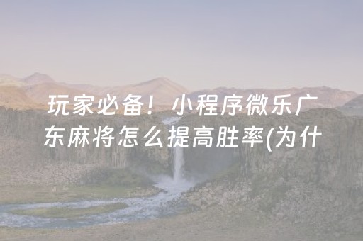 玩家必备！小程序微乐广东麻将怎么提高胜率(为什么老是输)