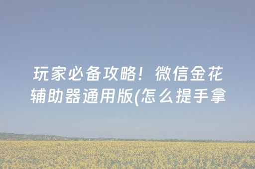 玩家必备攻略！微信金花辅助器通用版(怎么提手拿好牌)