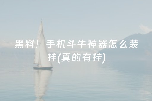黑料！手机斗牛神器怎么装挂(真的有挂)