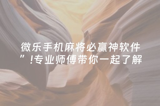 微乐手机麻将必赢神软件”!专业师傅带你一起了解（详细教程）-抖音