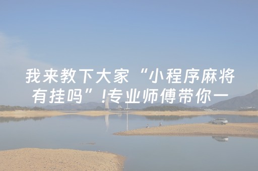我来教下大家“小程序麻将有挂吗”!专业师傅带你一起了解（详细教程）-抖音