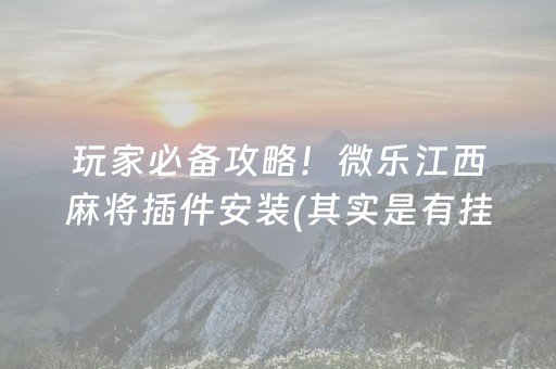 玩家必备攻略！微乐江西麻将插件安装(其实是有挂的)