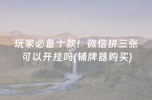 玩家必备十款！微信拼三张可以开挂吗(辅牌器购买)