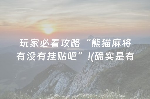 玩家必看攻略“熊猫麻将有没有挂贴吧”!(确实是有挂)-抖音