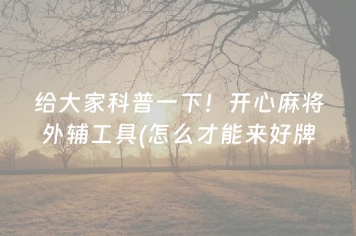 给大家科普一下！开心麻将外辅工具(怎么才能来好牌)