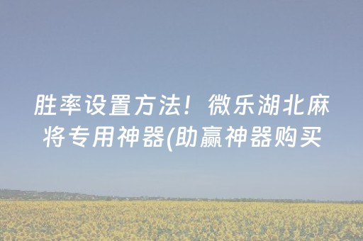 胜率设置方法！微乐湖北麻将专用神器(助赢神器购买)