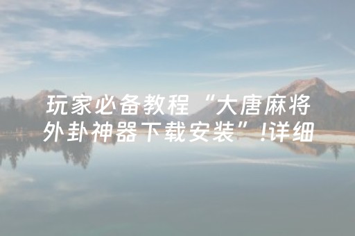 玩家必备教程“大唐麻将外卦神器下载安装”!详细开挂教程-抖音