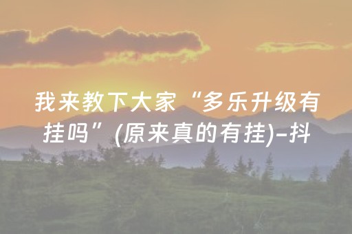 我来教下大家“多乐升级有挂吗”(原来真的有挂)-抖音