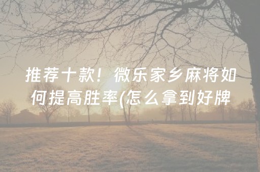 推荐十款！微乐家乡麻将如何提高胜率(怎么拿到好牌)
