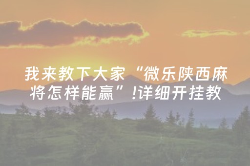 我来教下大家“微乐陕西麻将怎样能赢”!详细开挂教程-抖音