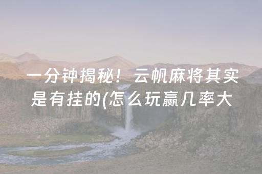 一分钟揭秘！云帆麻将其实是有挂的(怎么玩赢几率大)