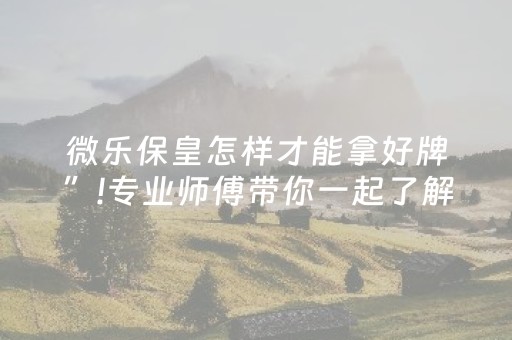 微乐保皇怎样才能拿好牌”!专业师傅带你一起了解（详细教程）-抖音