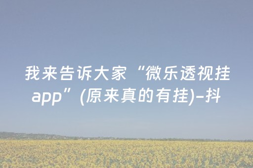 我来告诉大家“微乐透视挂app”(原来真的有挂)-抖音