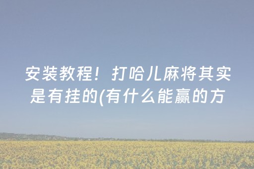 安装教程！打哈儿麻将其实是有挂的(有什么能赢的方法)