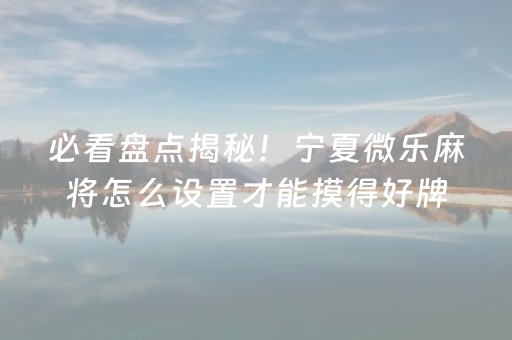必看盘点揭秘！宁夏微乐麻将怎么设置才能摸得好牌(老是输怎么办)