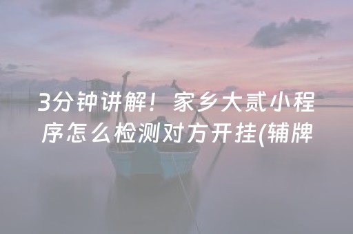 3分钟讲解！家乡大贰小程序怎么检测对方开挂(辅牌器购买)