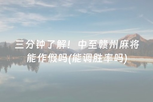 三分钟了解！中至赣州麻将能作假吗(能调胜率吗)