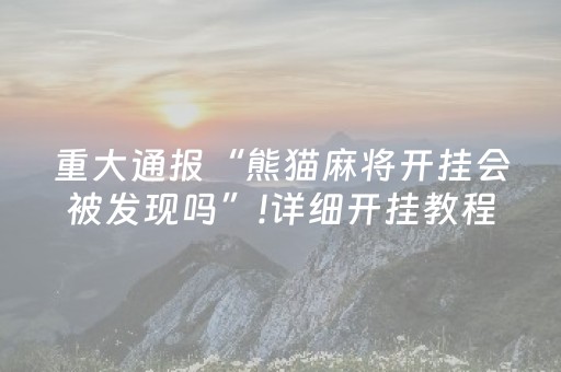 重大通报“熊猫麻将开挂会被发现吗”!详细开挂教程-抖音