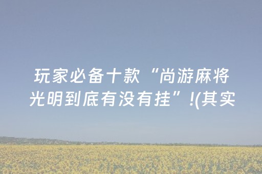 玩家必备十款“尚游麻将光明到底有没有挂”!(其实确实有挂)-抖音