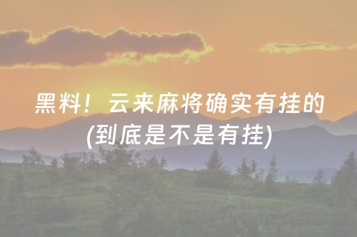 黑料！云来麻将确实有挂的(到底是不是有挂)