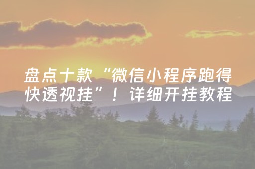 盘点十款“微信小程序跑得快透视挂”！详细开挂教程（确实真的有挂)-抖音