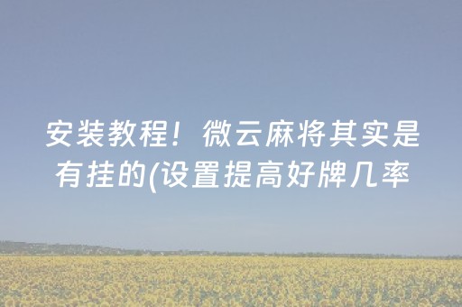 安装教程！微云麻将其实是有挂的(设置提高好牌几率)