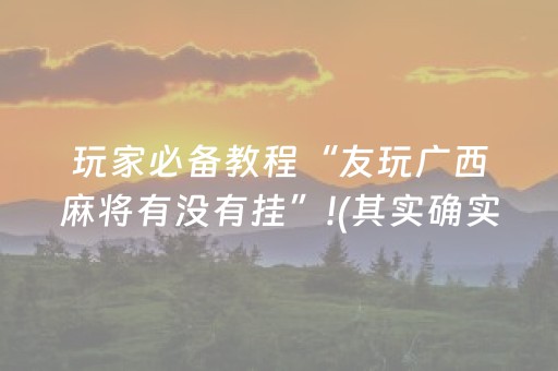 玩家必备教程“友玩广西麻将有没有挂”!(其实确实有挂)-抖音
