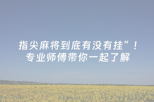 指尖麻将到底有没有挂”!专业师傅带你一起了解（详细教程）-抖音