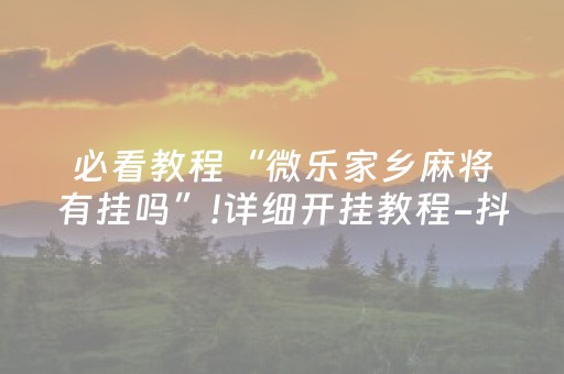 必看教程“微乐家乡麻将有挂吗”!详细开挂教程-抖音