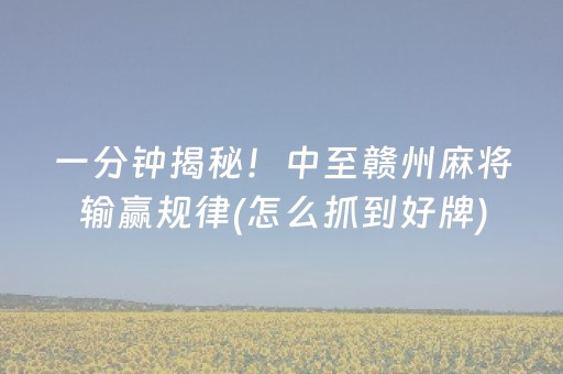 一分钟揭秘！中至赣州麻将输赢规律(怎么抓到好牌)