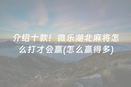 介绍十款！微乐湖北麻将怎么打才会赢(怎么赢得多)