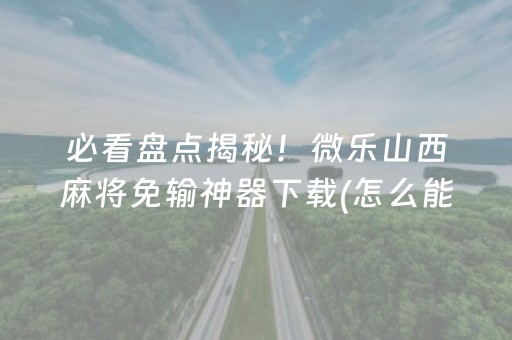 必看盘点揭秘！微乐山西麻将免输神器下载(怎么能赢发牌规律)