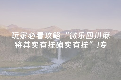 玩家必看攻略“微乐四川麻将其实有挂确实有挂”!专业师傅带你一起了解（详细教程）-抖音