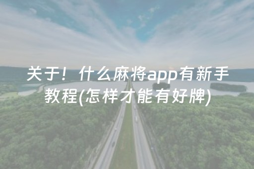 关于！什么麻将app有新手教程(怎样才能有好牌)