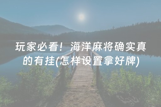 玩家必看！海洋麻将确实真的有挂(怎样设置拿好牌)