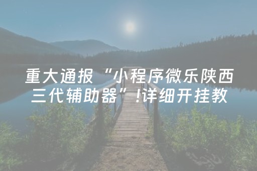 重大通报“小程序微乐陕西三代辅助器”!详细开挂教程-抖音