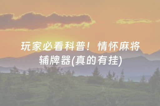 玩家必看科普！情怀麻将辅牌器(真的有挂)
