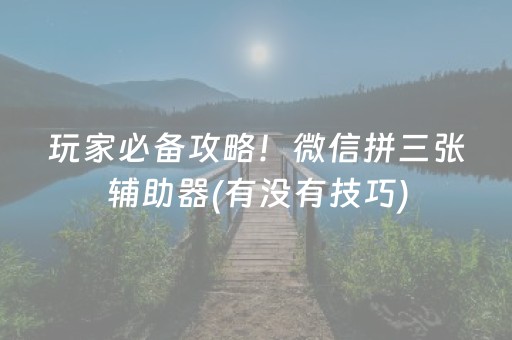 玩家必备攻略！微信拼三张辅助器(有没有技巧)