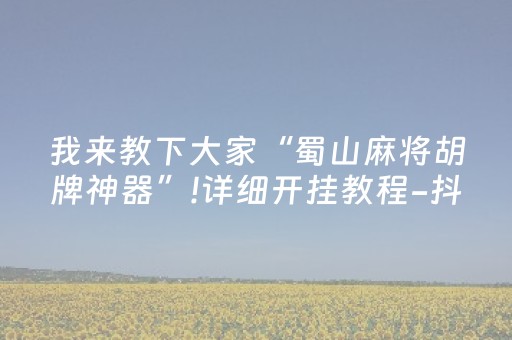 我来教下大家“蜀山麻将胡牌神器”!详细开挂教程-抖音