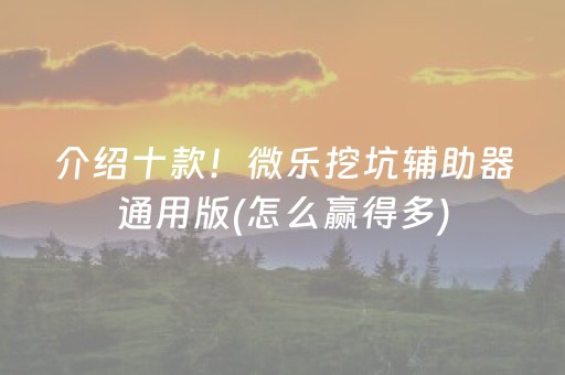 介绍十款！微乐挖坑辅助器通用版(怎么赢得多)