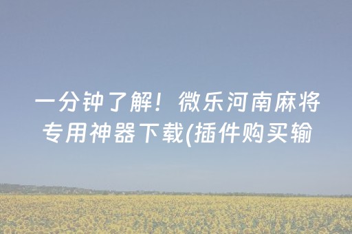 一分钟了解！微乐河南麻将专用神器下载(插件购买输赢规律)