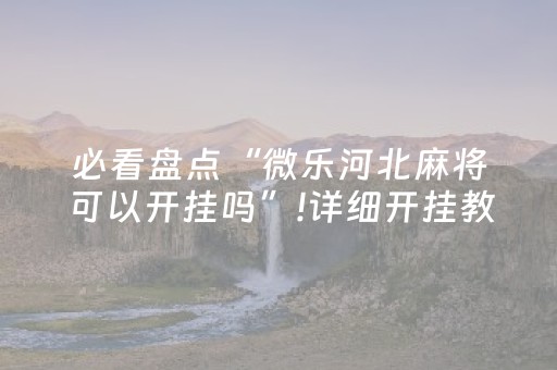 必看盘点“微乐河北麻将可以开挂吗”!详细开挂教程-抖音