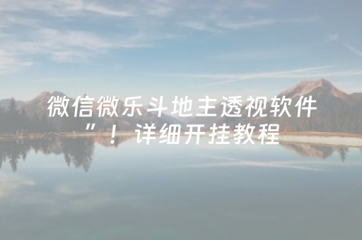 微信微乐斗地主透视软件”！详细开挂教程（确实真的有挂)-抖音