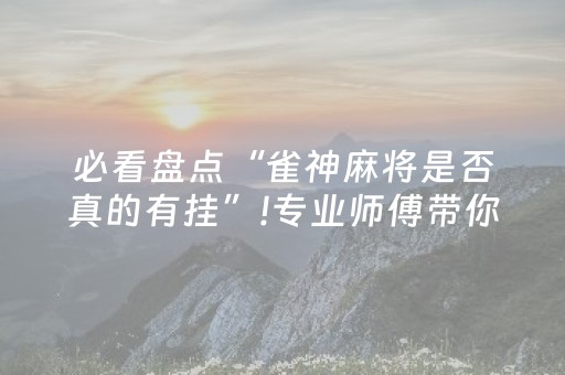 必看盘点“雀神麻将是否真的有挂”!专业师傅带你一起了解（详细教程）-抖音